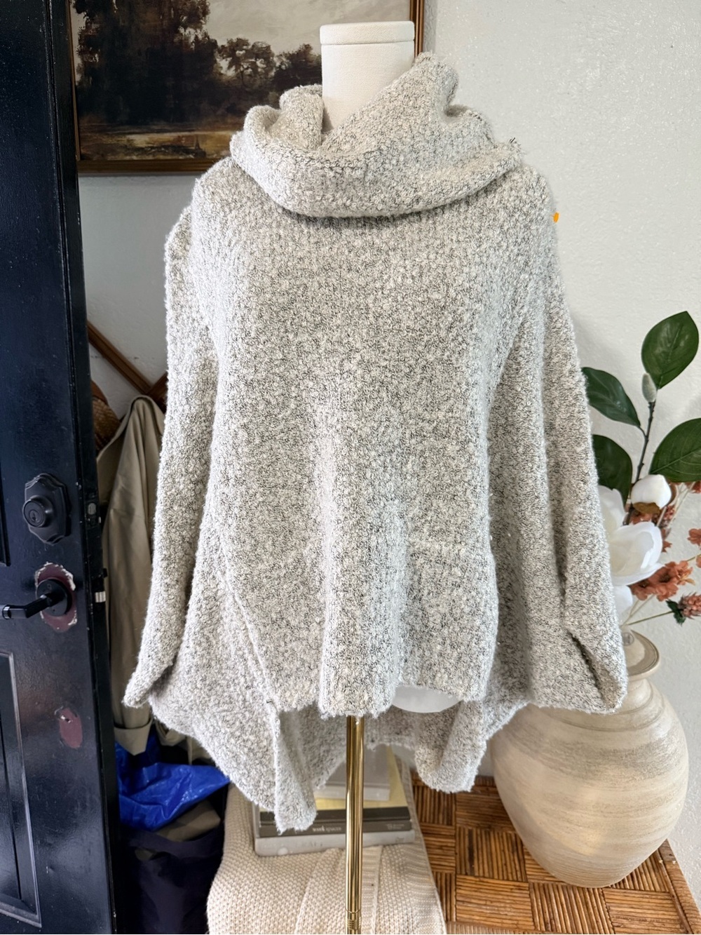 bishop + young Cream Bouclé Cowl Neck Sweater